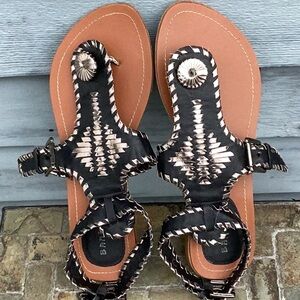 Bamboo Black and Silver  Sandals Size 8.5
